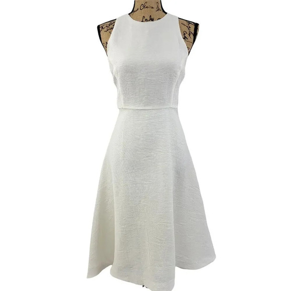 Natori Dresses & Skirts - NATORI Women's Regular Plisse Crepe Flare Sleeveless Dress Size 8 Snow White New